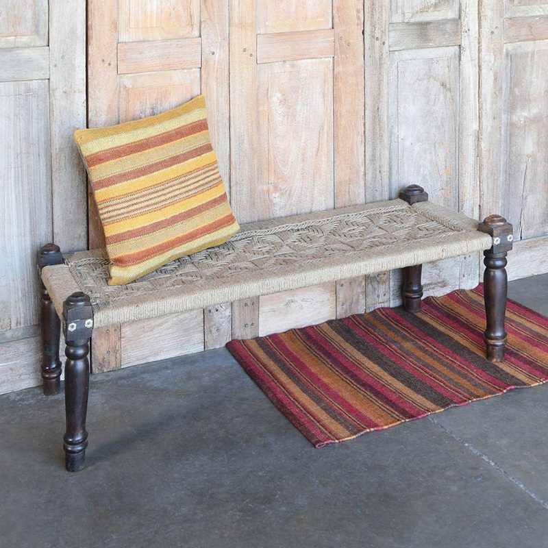 Adair Woven Jute Bench By HomArt