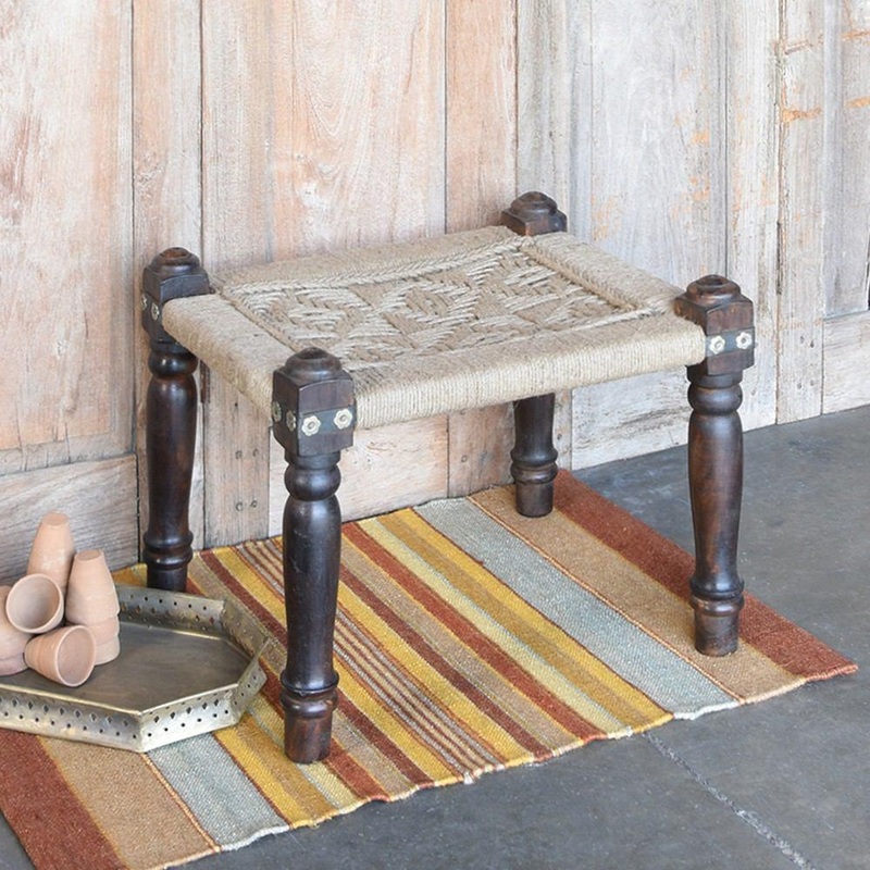 Adair Woven Jute Stool By HomArt