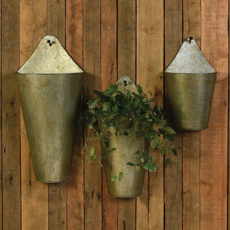 Avery Wall Planter, Iron Bucket By HomArt