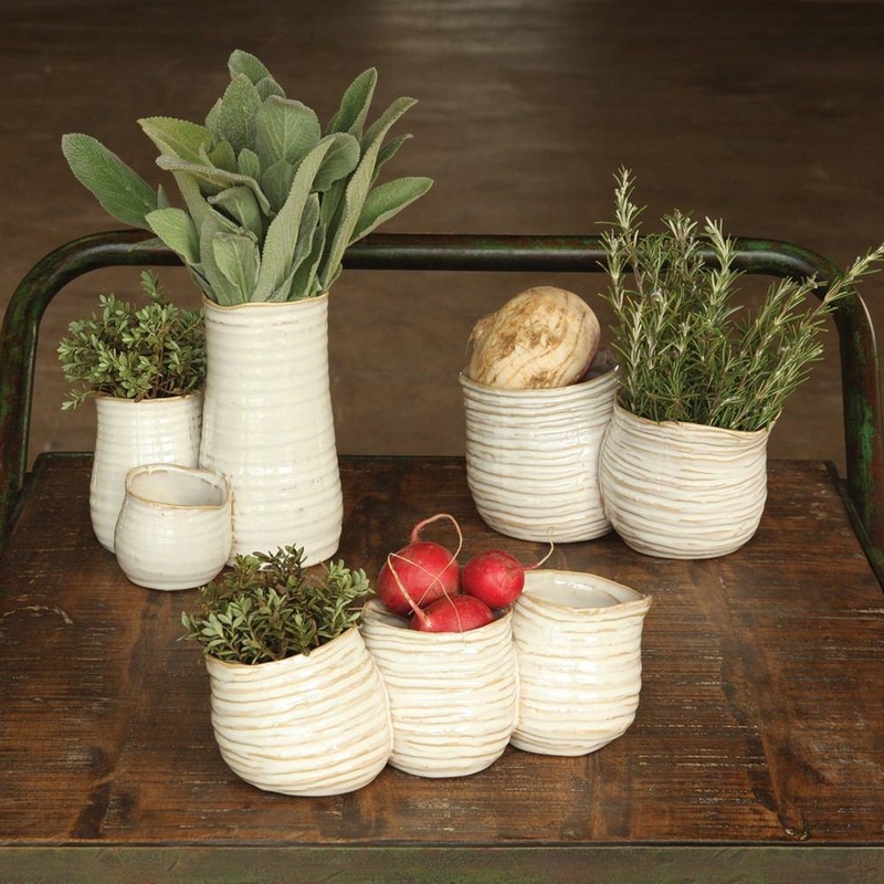 Bower Clustered Ceramic Vase - Fancy White - Set Of 4 By HomArt