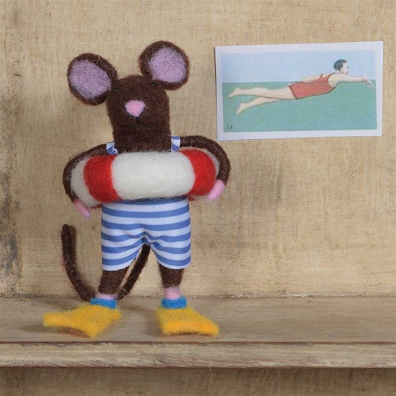 Felt Swimmer Guy Mouse Ornament - Set Of 4 By HomArt