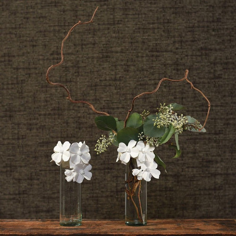 Glass Vase with Bone China Flower Crown By HomArt