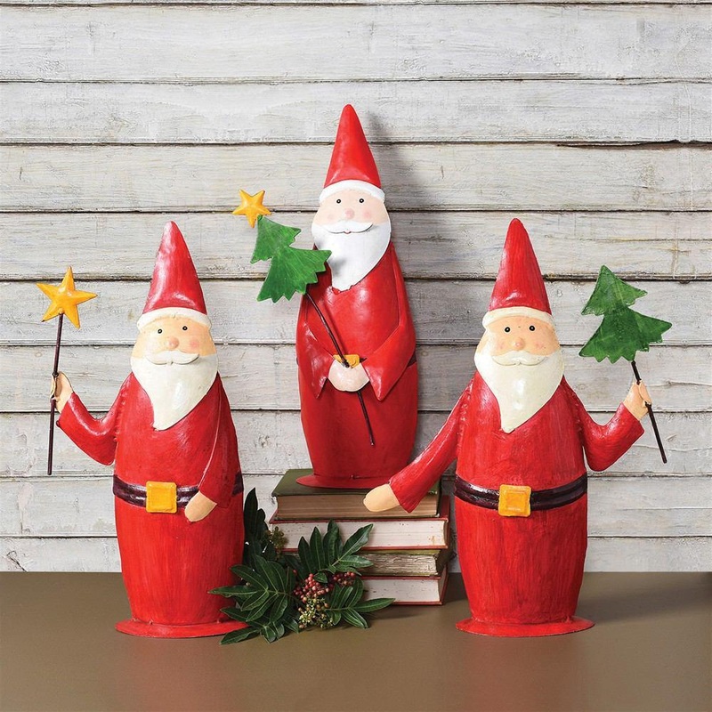 Painted Metal Santa Trio - Lrg, Set of 3 By HomArt
