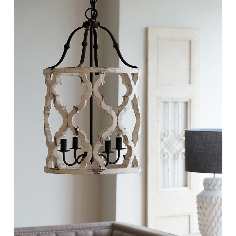 A&B Home Jolette 4-Light Chandelier Wood