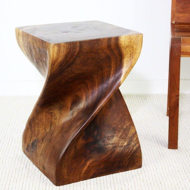 Haussmann Big Twist Stool 14" Sq - Walnut