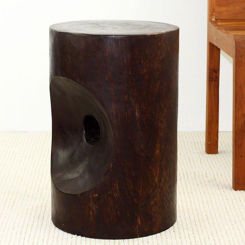 Haussmann Peephole Stool 13" Dia - Dark Walnut