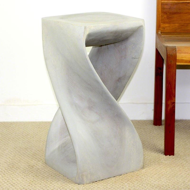 Haussmann Twist Stool 12" Sq - Agate Grey