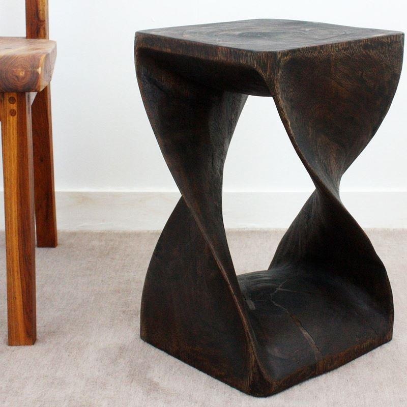 Haussmann Twist Stool 12" Sq - Mocha