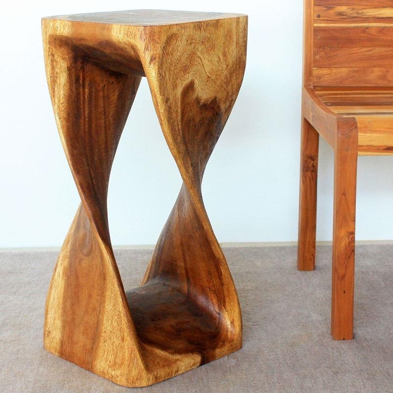 Haussmann Twist Stool 12" Sq - Walnut