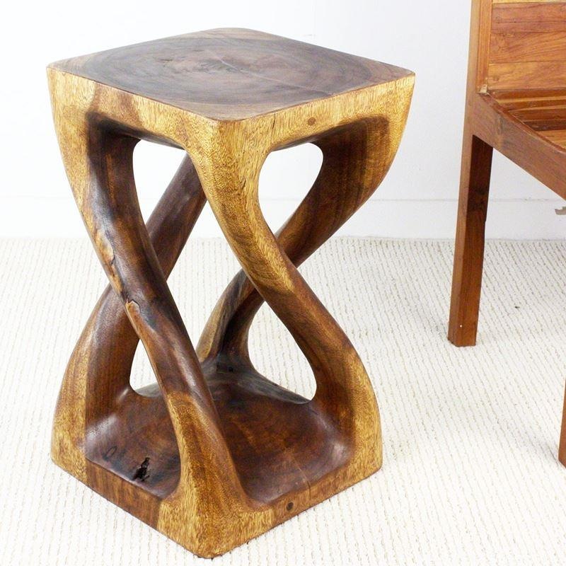 Haussmann Vine Twist Stool 14" Sq - Walnut
