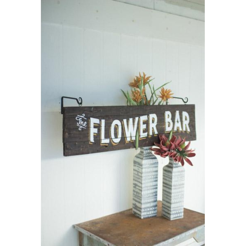 Kalalou Wooden Flower Bar Sign