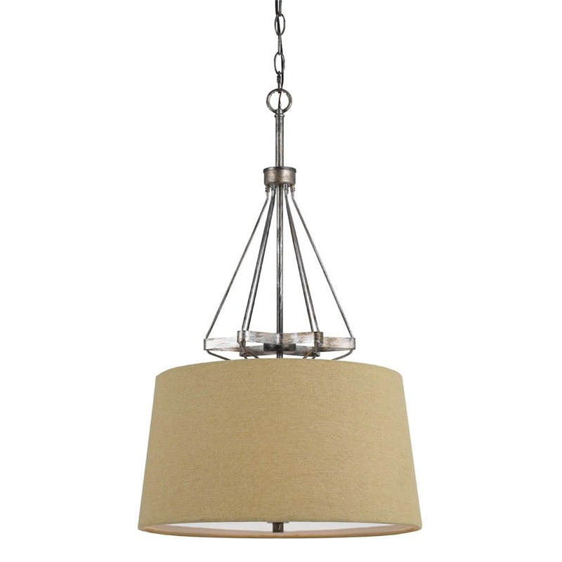 Cal Lighting FX-3538/1P 60W X 3 Cresco Pendant With Burlap Shade