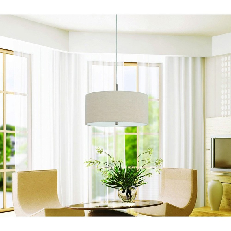 Cal Lighting FX-3628-1P 60W X 3 Addison Linen Drum Pendant