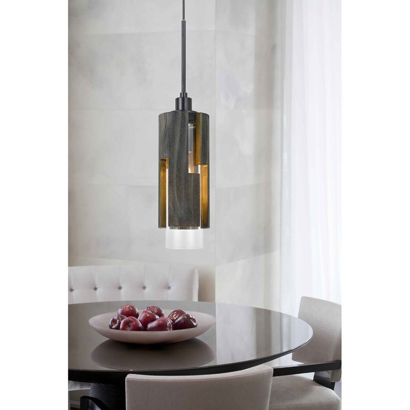 Cal Lighting FX-3641-1 60W Reggio Wood Pendant Glass Fixture