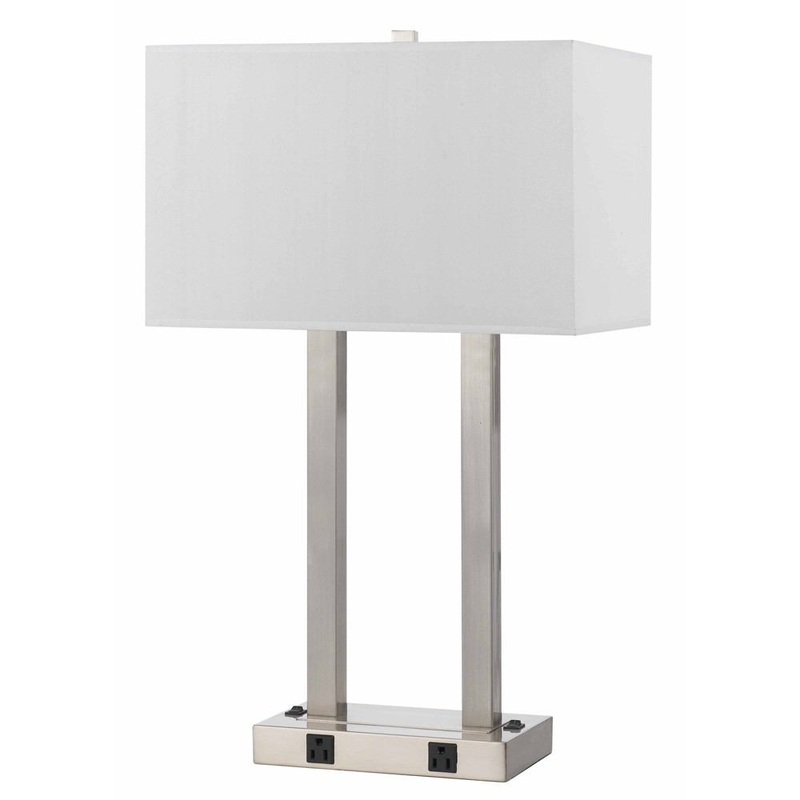 Cal Lighting LA-8028DK-1-BS 60W X 2 Metal Desk Lamp W/2 Outlets