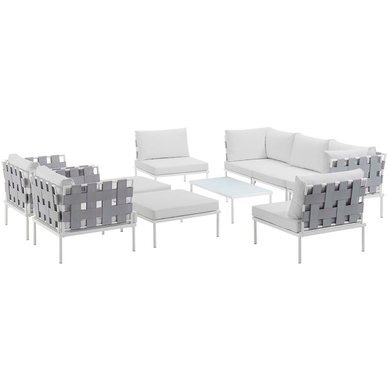Modway Harmony 10 Piece Outdoor Patio Aluminum Sectional Sofa Set - EEI-2616