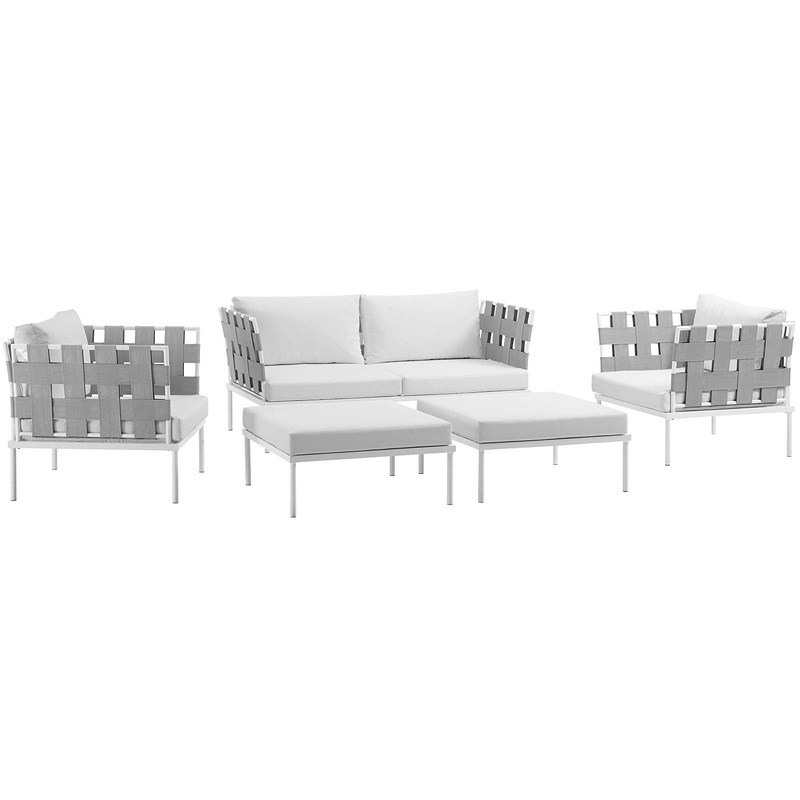 Modway Harmony 5 Piece Outdoor Patio Aluminum Sectional Sofa Set - EEI-2621 - EEI-2621