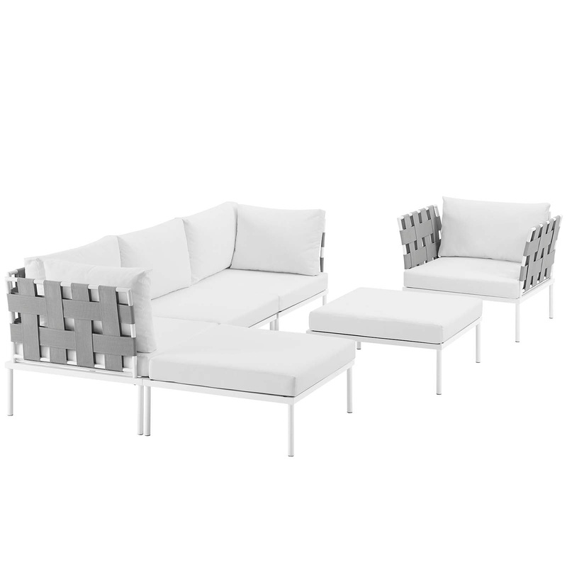 Modway Harmony 6 Piece Outdoor Patio Aluminum Sectional Sofa Set - EEI-2626 - EEI-2626