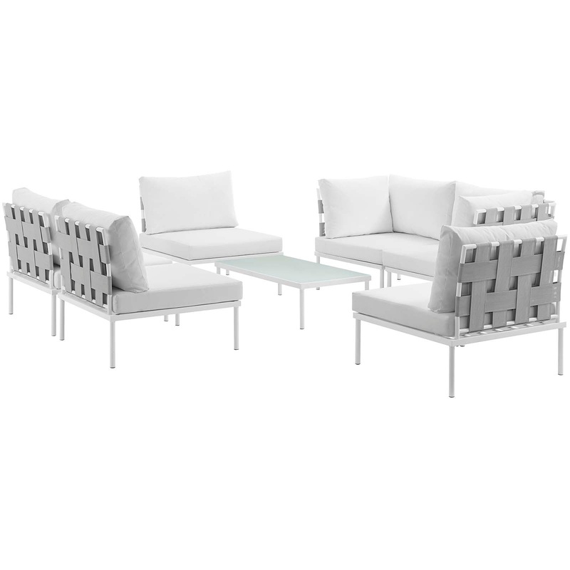 Modway Harmony 7 Piece Outdoor Patio Aluminum Sectional Sofa Set - EEI-2617 - EEI-2617