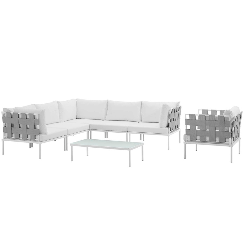 Modway Harmony 7 Piece Outdoor Patio Aluminum Sectional Sofa Set - EEI-2620