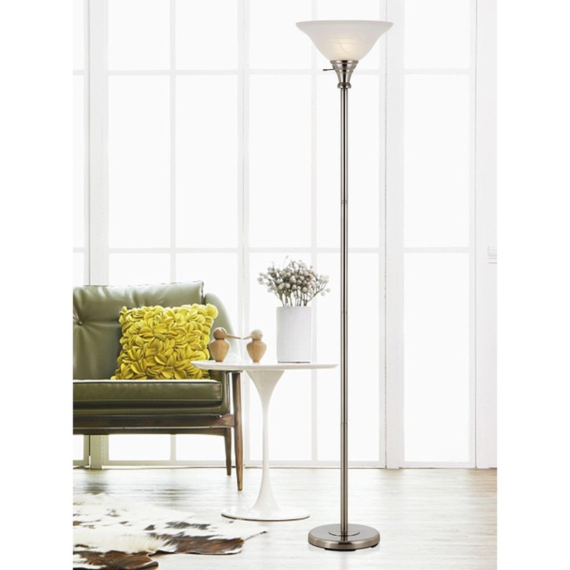 Cal Lighting BO-213-BS 150W 3Way Torchiere With Glass Shade