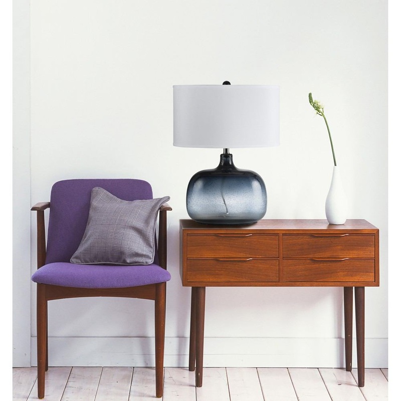 Cal Lighting BO-2263TB 150W 3 Way Christi Navy Blue Glass Table Lamp