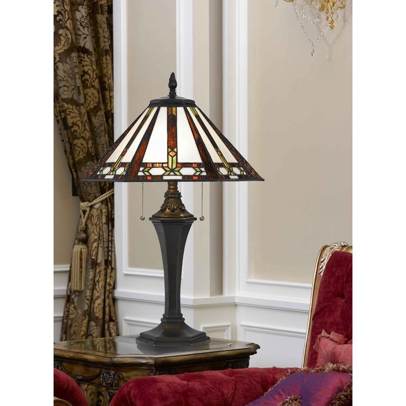 Cal Lighting BO-2717TB 60W X 2 Tiffany Table Lamp