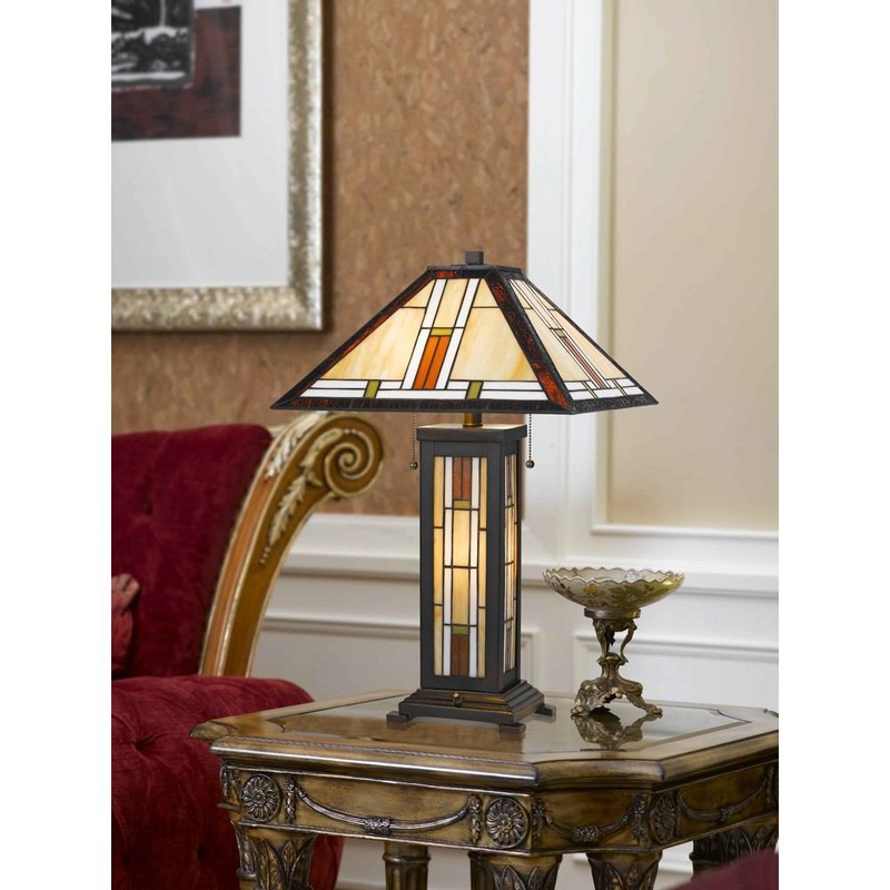 Cal Lighting BO-2719TB 60W X 2 Tiffany Table Lamp With 7W Night Light