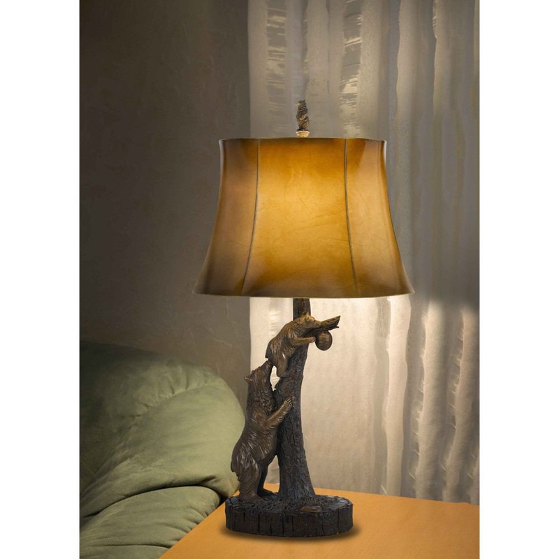 Cal Lighting BO-2731TB 150W 3 Way Bear Resin Table Lamp