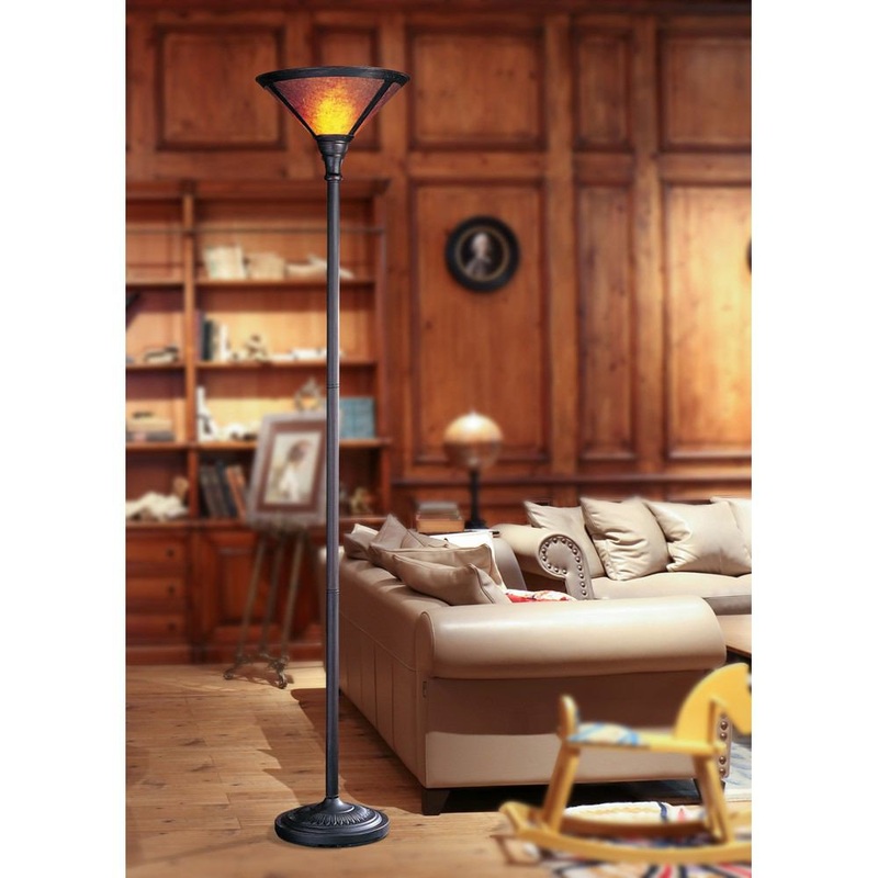Cal Lighting BO-469 150W 3 Way Torchiere With Mica Shade