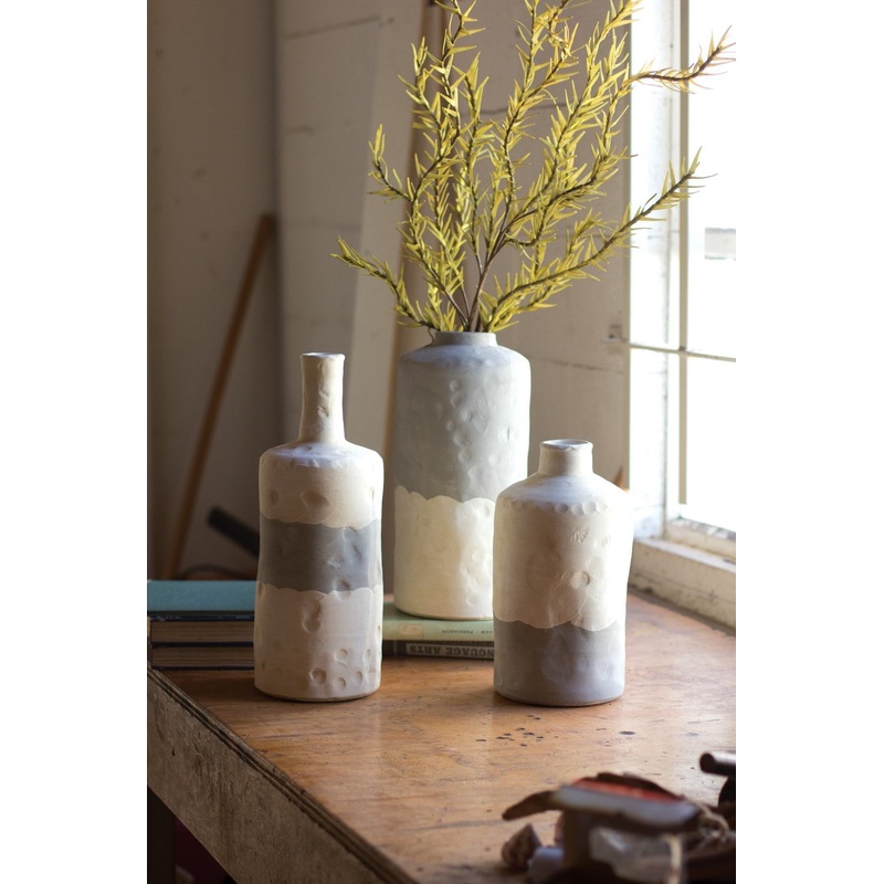 Kalalou Set Of 3 Ceramic Bottle Vases
