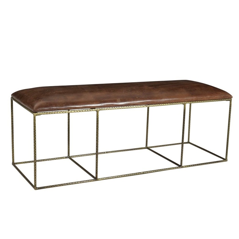 Crestview Collection Bengal Manor Dimpled Iron and Leather Bench