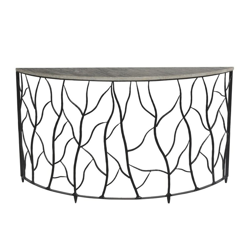 Crestview Collection Bengal Manor Iron and Marble Demilune Power Console