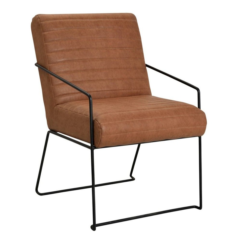 Crestview Collection Bengal Manor Iron and Stitched Leather Accent Chair