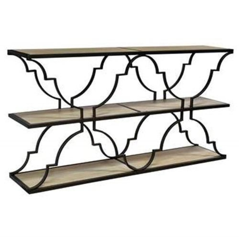 Crestview Collection Bengal Manor Iron and Wood Architectural 3 Tier Console