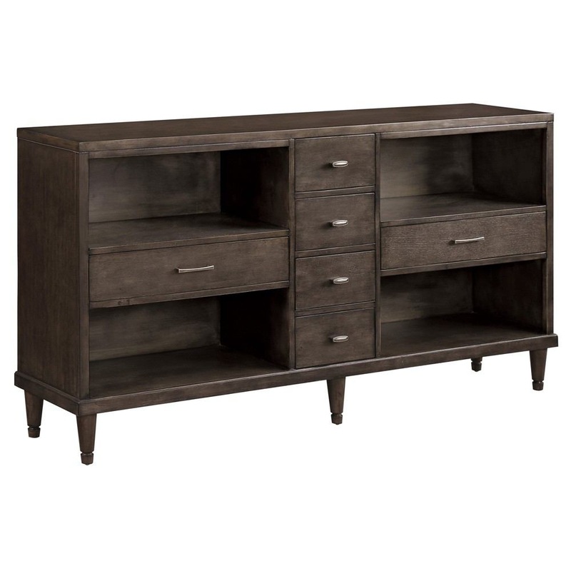Crestview Collection Darden Mid Century Walnut Finish 6 Drawer Media Console