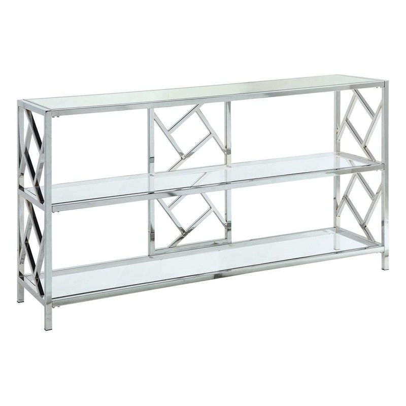 Crestview Collection Hollywood Nickel Metal and Glass Console