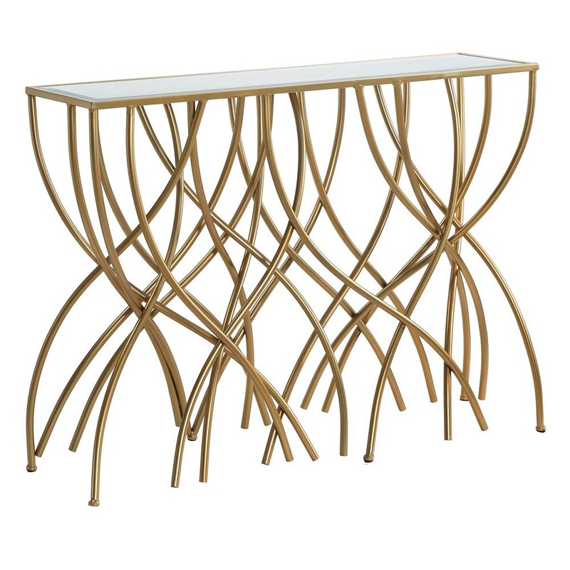 Crestview Collection Melrose Gold Squiggly Leg Beveled Mirror Console