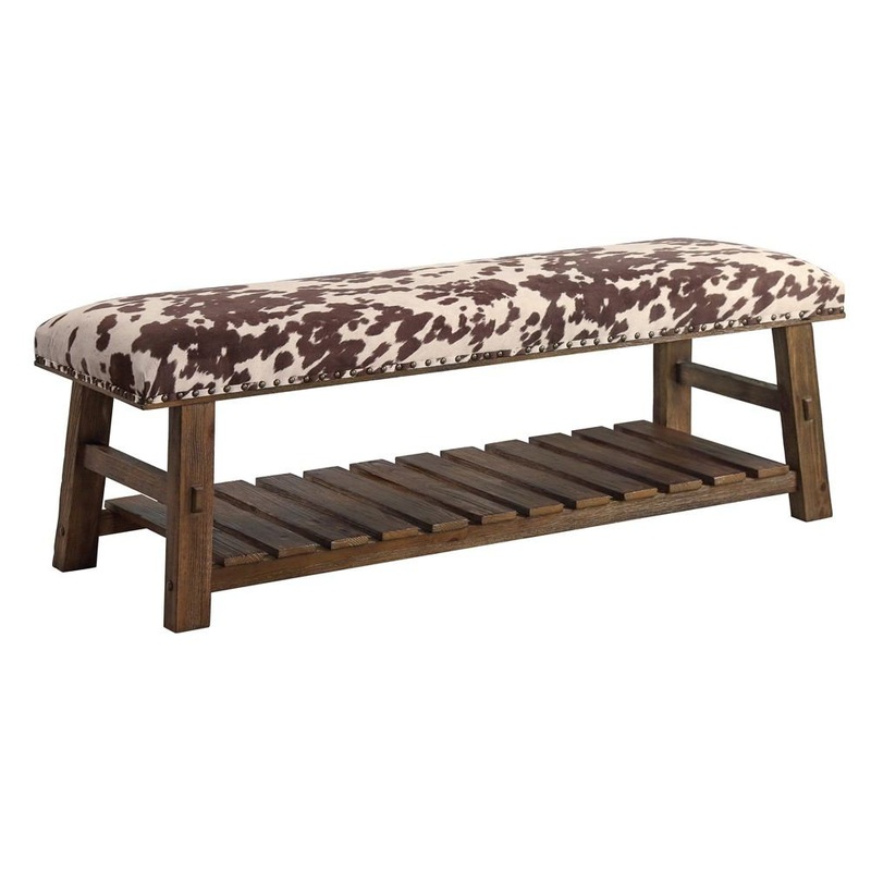 Crestview Collection Mesquite Faux Cowhide Bench