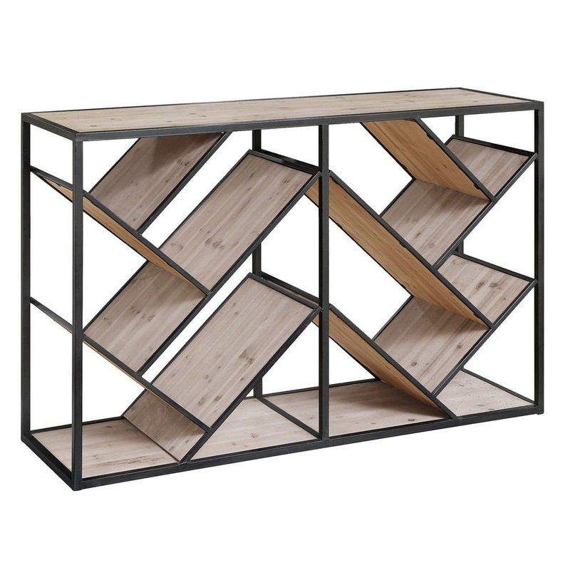 Crestview Collection Seville Metal and Wood Angled Console