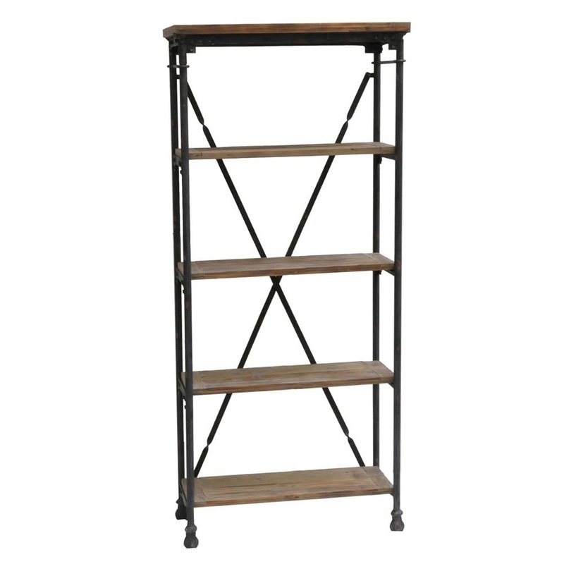 Crestview Collection Wood & Metal Bookcase in Reclaimed Wood & Metal Finish