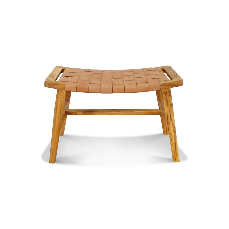 Masaya Wood & Leather Ottoman