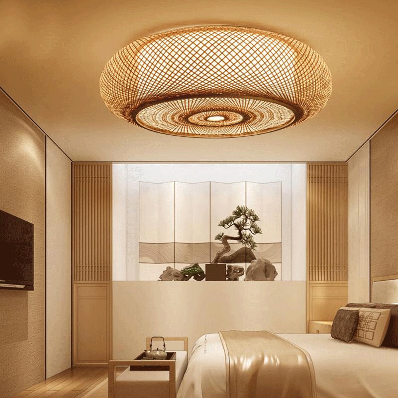 Bamboo Round Ceiling Plafon Lamp