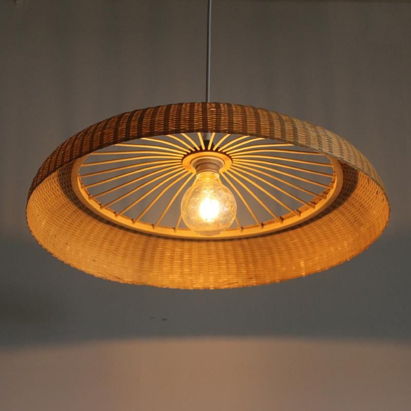 Bamboo Wheel Shaped Pendant Lamp