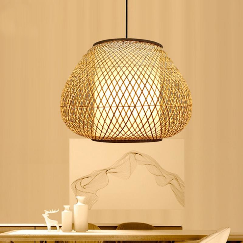Bamboo Wicker Rattan Hand Shade Pendant Light by Artisan Living