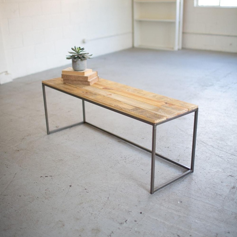 Kalalou Iron & Recycled Wood Bench