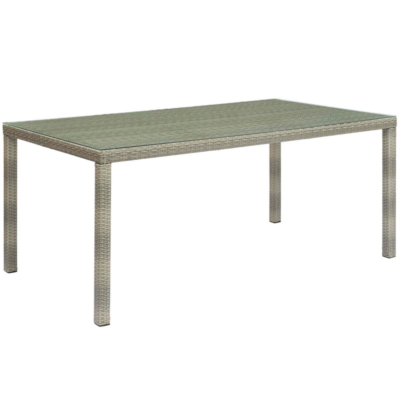 Modway Conduit 70" Outdoor Patio Wicker Rattan Dining Table Light Gray - EEI-2808