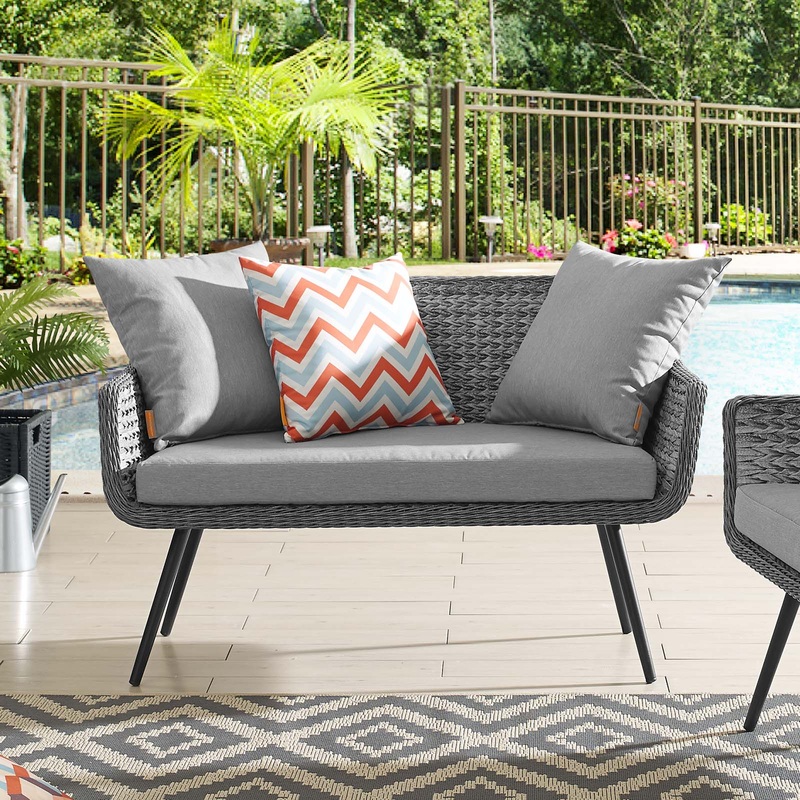 Modway Endeavor Outdoor Patio Wicker Rattan Loveseat Gray - EEI-3024