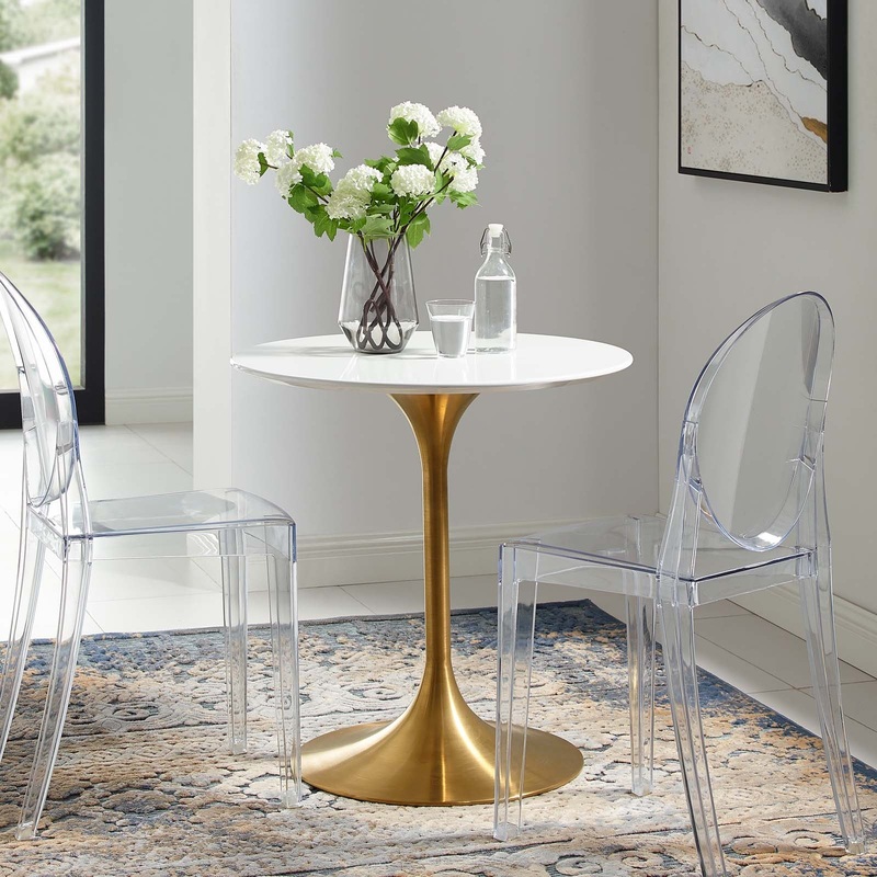 Modway Lippa 28" Round Dining Table In Gold White - EEI-3208 - EEI-3208