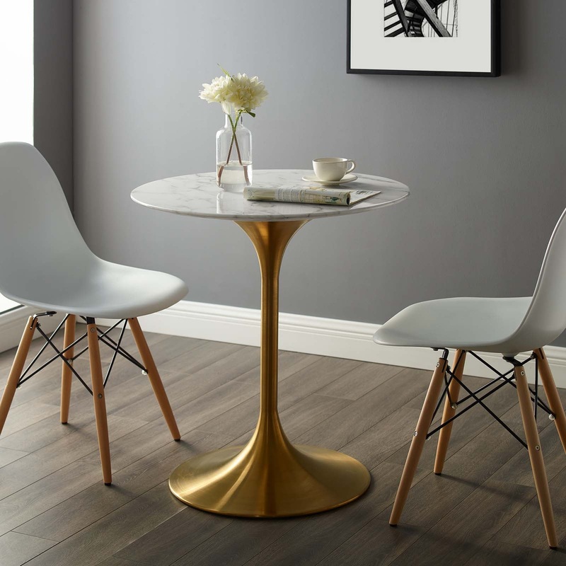 Modway Lippa 28" Round Dining Table In Gold White - EEI-3213 - EEI-3213